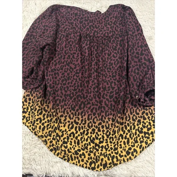 Torrid womens cheetah print ombre blouse 3 sheer sexy curvy - Picture 12 of 13